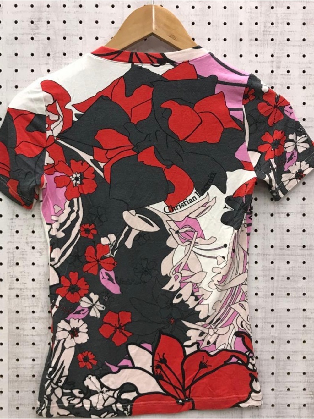 Christian Lacroix Bazar Floral Tee in Red, Pink & Gray - Picture 8 of 12